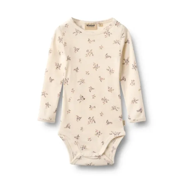 Wheat Lucca Langærmet Uld Body - Eggshell Flowers - 74
