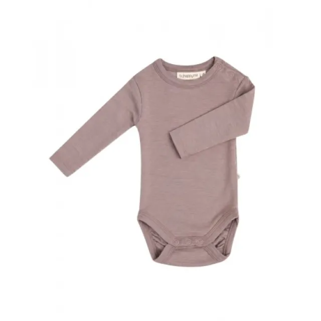 Body Med Lang Ærme Og Rund Hals I 100% Økologisk Merino Uld Til Baby 62 Lavender