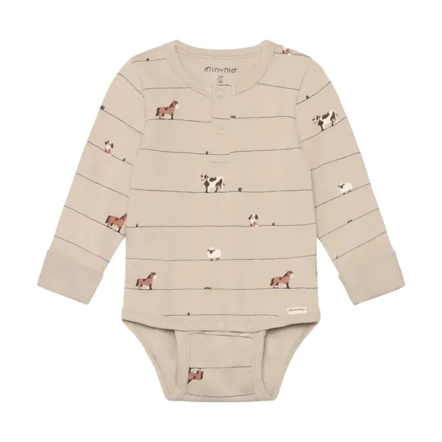 Minymo Langærmet Body - Feather Gray - 68