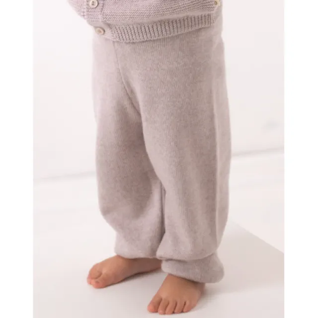 Strik Bukser I 100% Merino Uld 86/92 Beige Melange