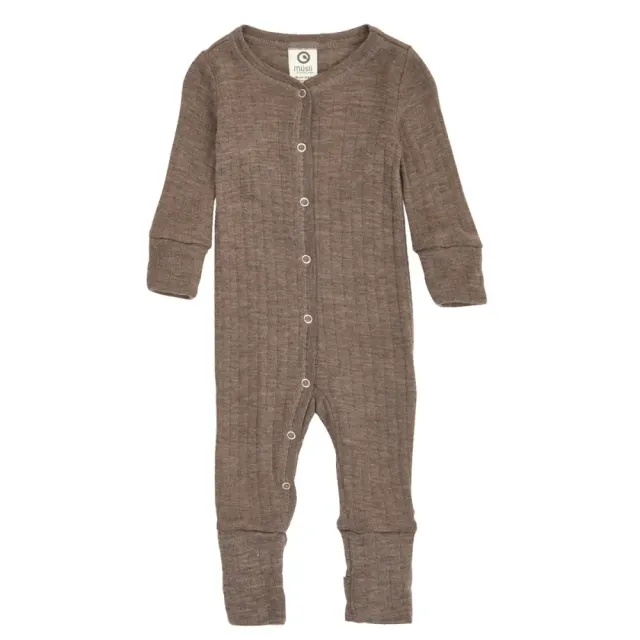 Woolly heldragt med fødder - Walnut melange - 44