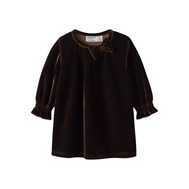 Name It Rididde Velour Kjole - Chocolate Plum - 86