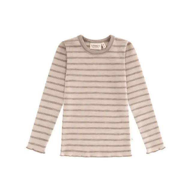 T-shirt Med Lange Ærmer I 100% Merino Uld, Oeko-tex® 98/104 Nature/beige Melange