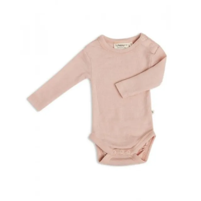 Body Med Lang Ærme Og Rund Hals I 100% Økologisk Merino Uld Til Baby Rose Melange 62