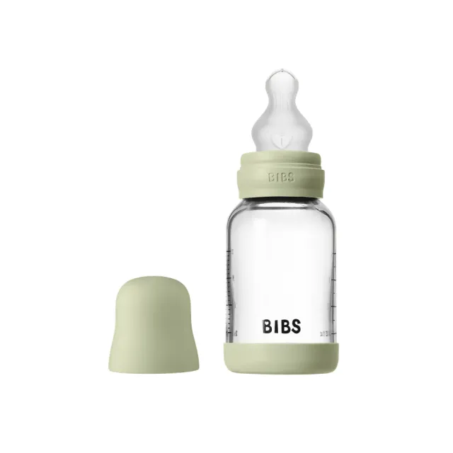 Glass baby bottle silicone 120 ml sage