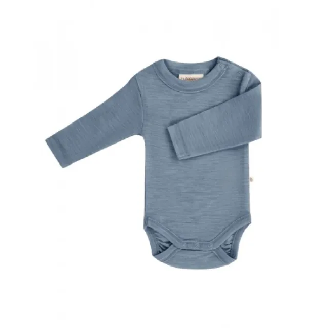 Body Med Lang Ærme Og Rund Hals I 100% Økologisk Merino Uld Til Baby 98 Blue Melange
