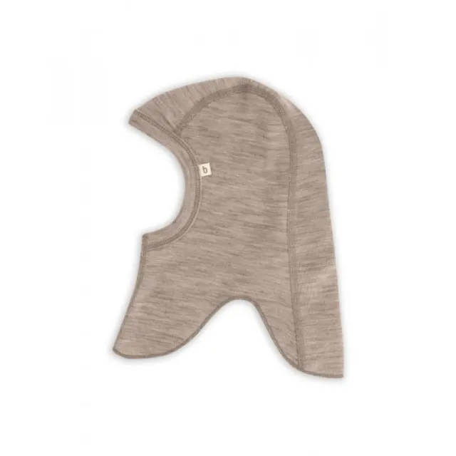 Elefanthue I 100% Økologisk Merino Uld Til Baby Og Børn, Tyk Kvalitet - 2 Lag Stof 86/92 Beige Melange