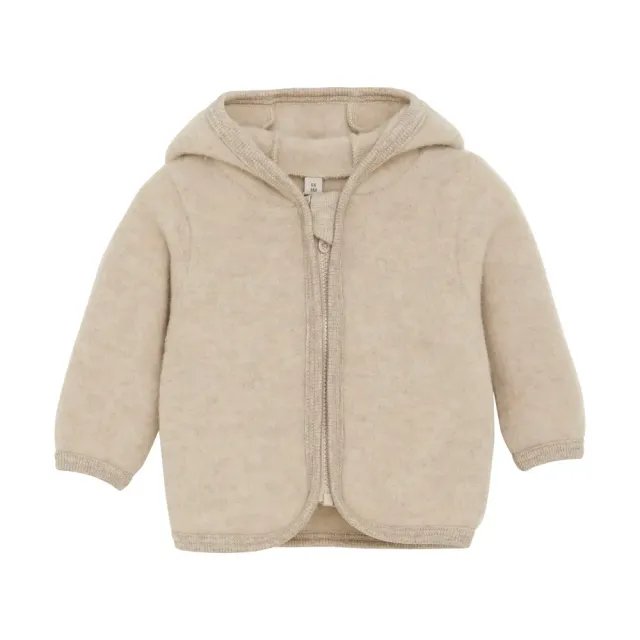 Huttelihut Jakke Ører Uld Fleece - Camel Melange - 80