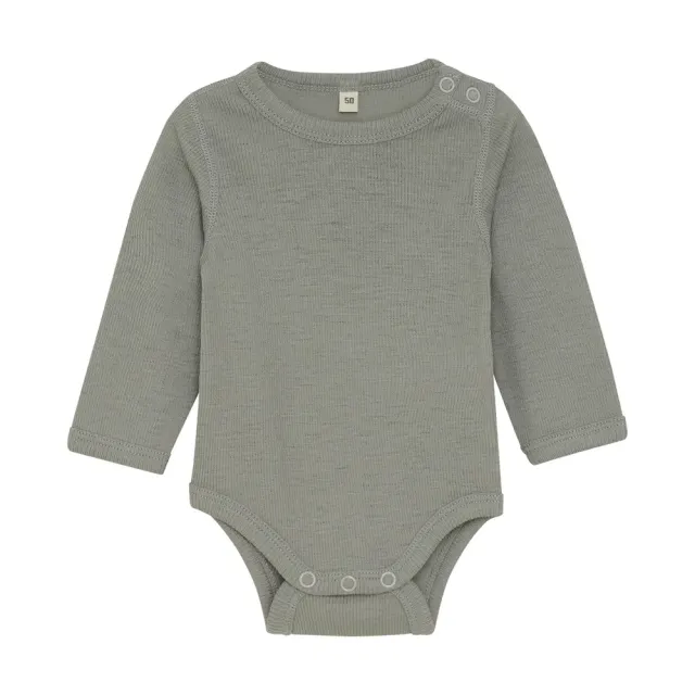 BeKids Langærmet Uld body - Forest Fog Melange - 50