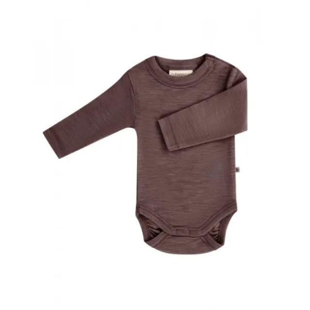 Body Med Lang Ærme Og Rund Hals I 100% Økologisk Merino Uld Til Baby Plum Melange 80