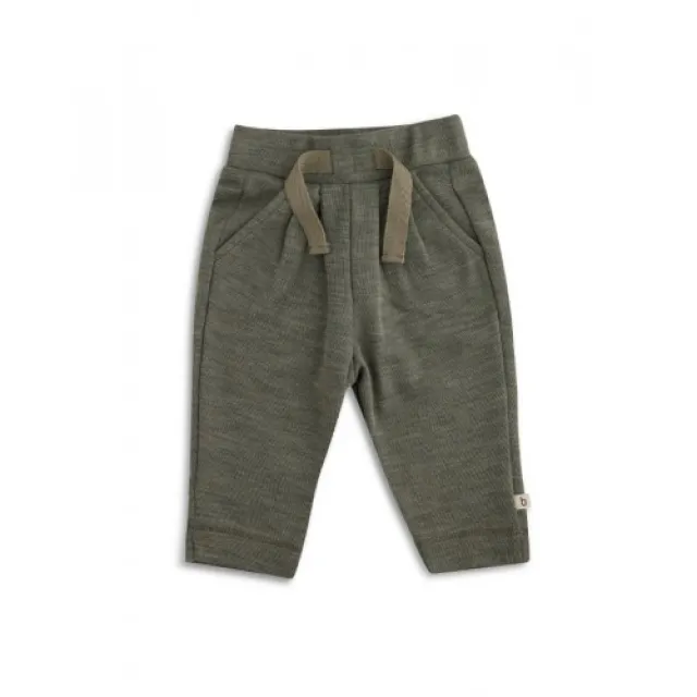 Bukser Med Snor I Taljen I 100% Merino Uld Til Baby Moss Melange 74