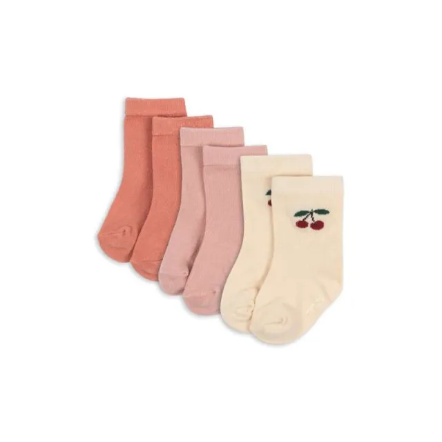 Konges Sløjd Jacquard Sokker - 3-pak - Cherry Mix