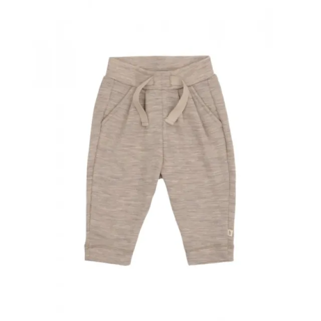Bukser Med Snor I Taljen I 100% Merino Uld Til Baby Beige Melange 86