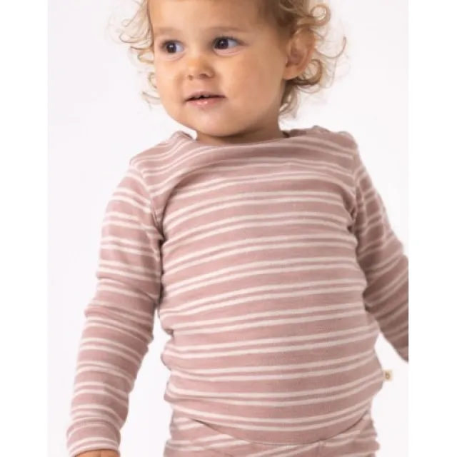 Stribet Body Med Knapper I 100% Merino Uld, Oeko-tex® 62 Soft Rose/nature Melange