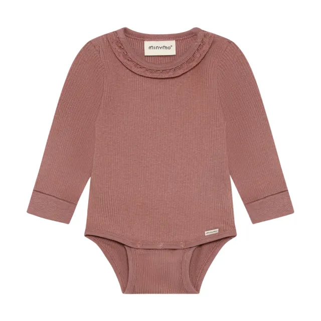 Minymo Langærmet Rib Body - Burlwood - 80