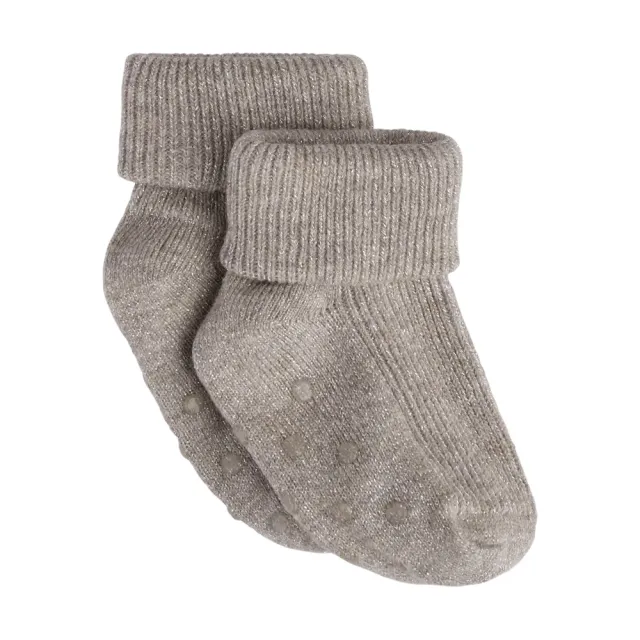 BeKids Glimmer Rib Strømpe m. ABS - Mocha Meringue - 23\26