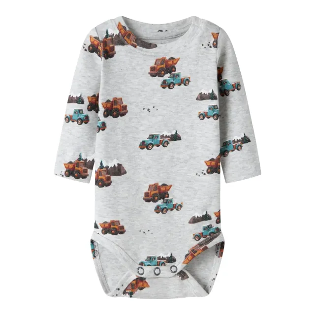 Name It Ozias Langærmet Slim Body - Light Grey Melange - 86