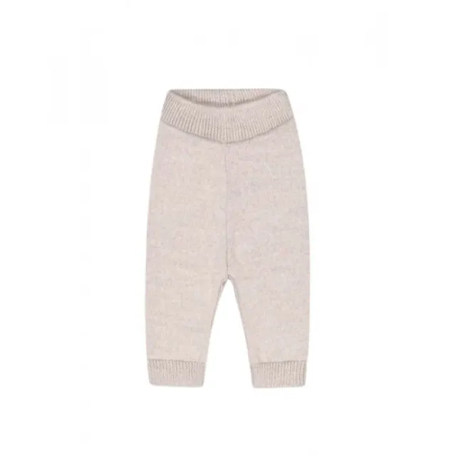 Strik Bukser I 100% Merino Uld 62/68 Beige Melange