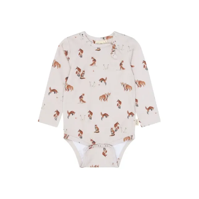 Petit Piao Star Langærmet Body - Gray Morn Fox  - 80 CM
