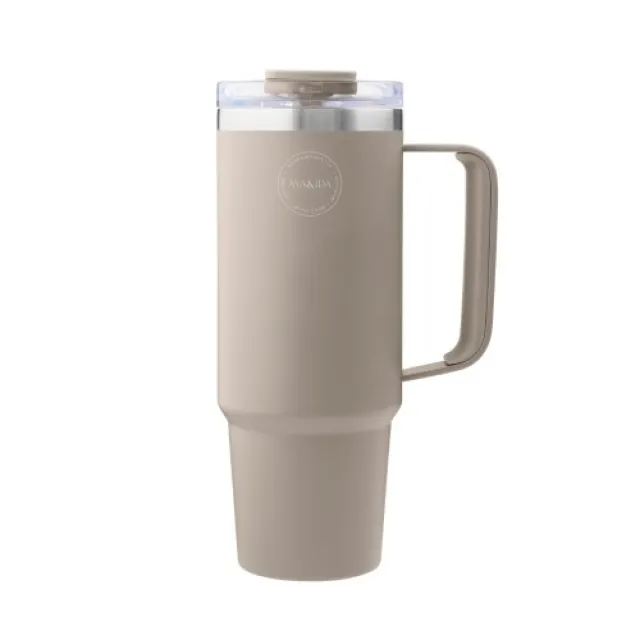 Aya&ida, Thermo Cup With Straw, To-go Cup, 885 Ml, Cream Beige