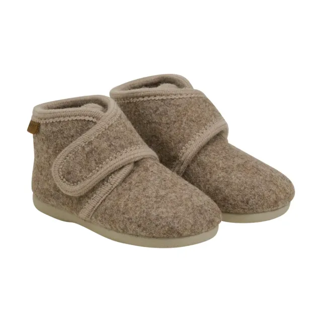 Uldhjemmesko velcro - Walnut Melange - 26