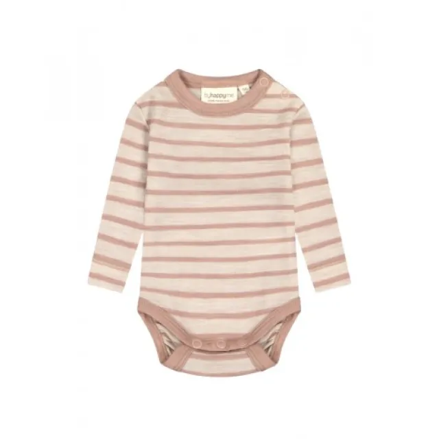Stribet Body Med Knapper I 100% Merino Uld, Oeko-tex® 98 Nature/soft Rose Melange