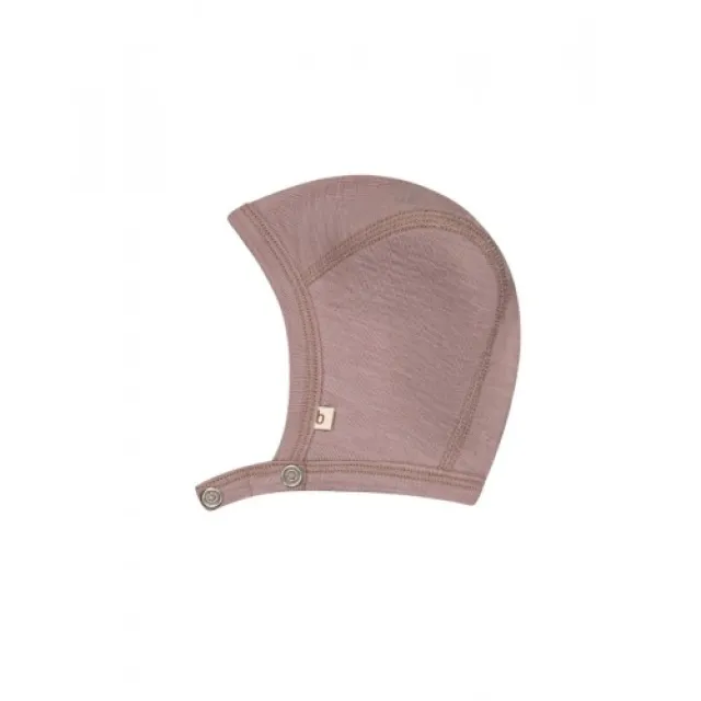 Baby Hjelm Med Trykknapper I 100% Økologisk Merino Uld, Tynd Kvalitet - 1 Lag Stof 50/56 Lavender