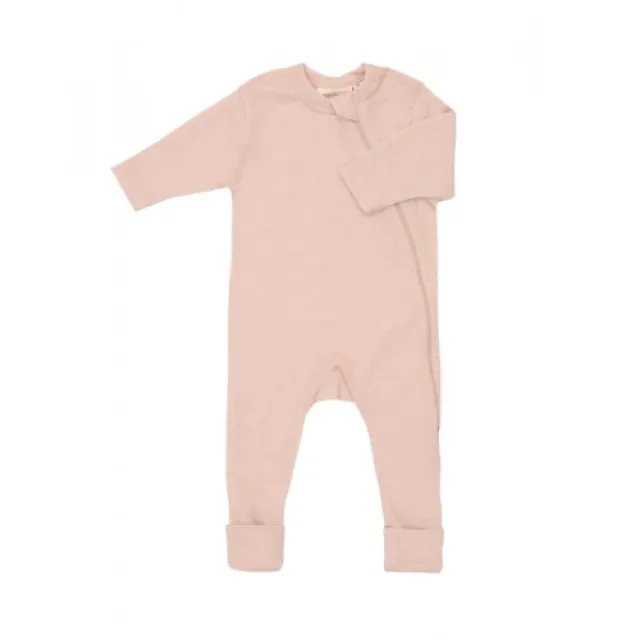 Heldragt I 100% Økologisk Merino Uld Med Lynlås I Siden Til Baby Rose Melange 68