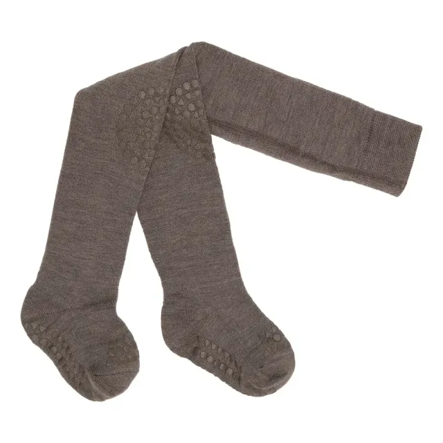 Kravle Strømpebukser Uld - Brown Melange - 12-18M