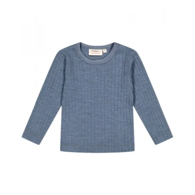Langærmet T-shirt I 100% Merino Uld, Oeko-tex® Blue Melange 80