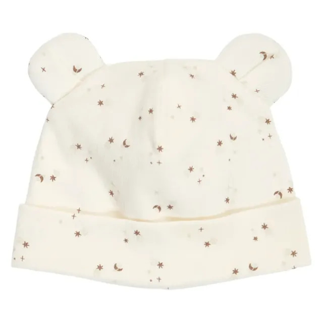 Sparkle Rib Bjørne Hat m. Ører - Balsam cream/ Walnut/ Oat - 56/62