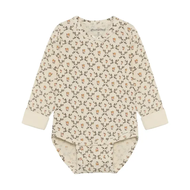 Minymo Langærmet Rib Body - Seedpearl - 92