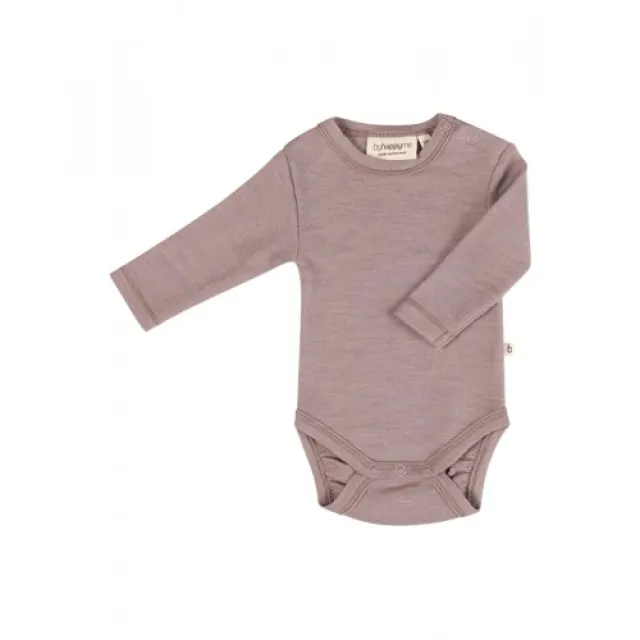 Body Med Lang Ærme Og Rund Hals I 100% Økologisk Merino Uld Til Baby 80 Lavender