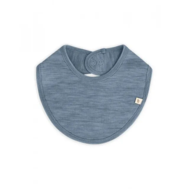 Trekantet Savlesmæk Med Trykknaplukning Til Baby, I 100% Økologisk Merino Uld One Size Blue Melange