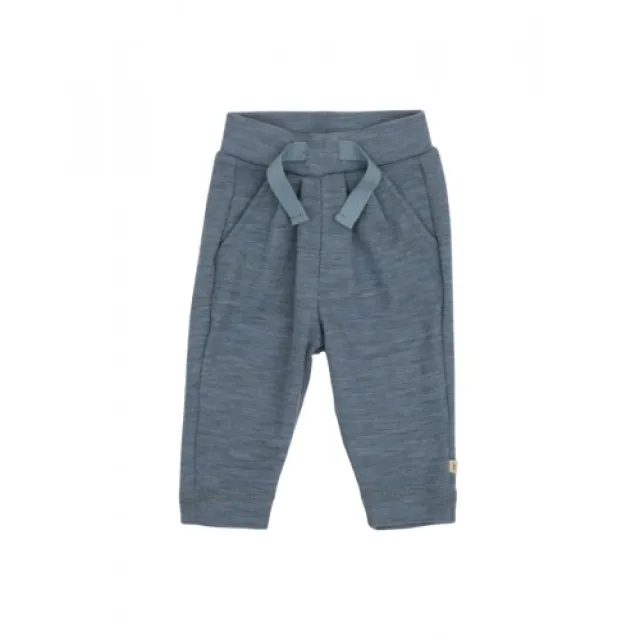 Bukser Med Snor I Taljen I 100% Merino Uld Til Baby Blue Melange 86