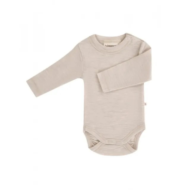 Body Med Lang Ærme Og Rund Hals I 100% Økologisk Merino Uld Til Baby Nature Melange 86