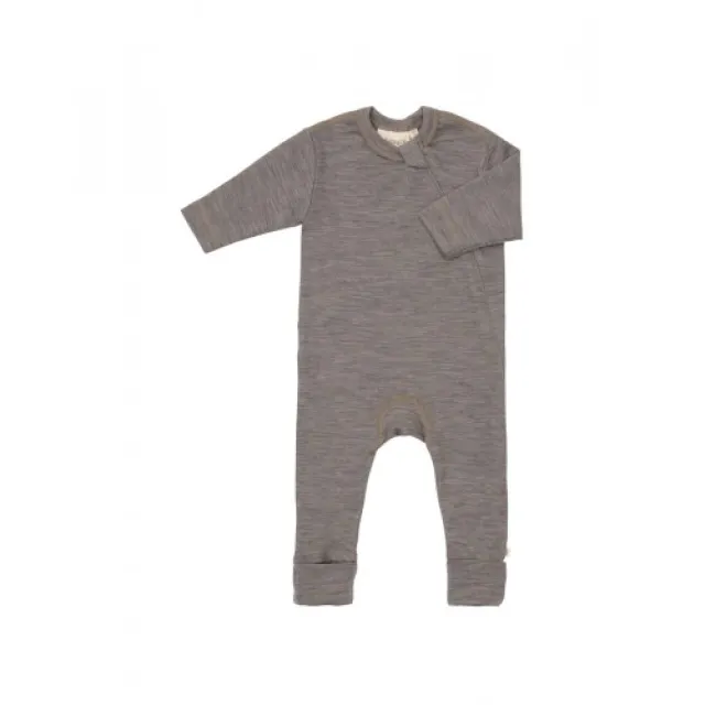 Heldragt I 100% Økologisk Merino Uld Med Lynlås I Siden Til Baby Light Brown Melange 68