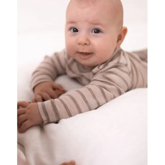 Stribet Body Med Knapper I 100% Merino Uld, Oeko-tex® 92 Nature/beige Melange