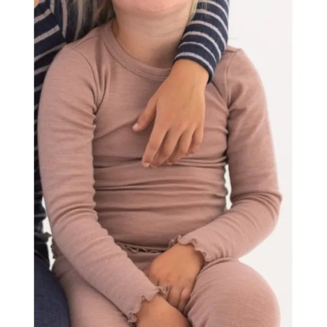 T-shirt Med Lange Ærmer I 100% Merino Uld, Oeko-tex® Soft Rose 122/128