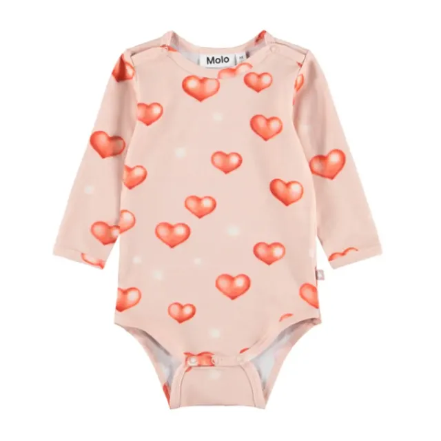 Molo Foss Langærmet Body - Airbrush Hearts - 56