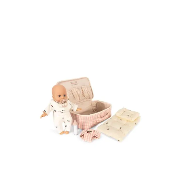 Konges Sløjd Babydukke m. Taske og Tilbehør - Pink Check