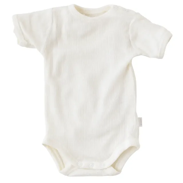 Kort Ærmet Body i Rib - Joha Uld - Natur - 110