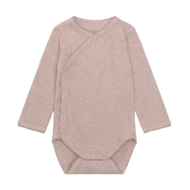 Fixoni Langærmet Wrap Body Rib - Pale Mauve Melange - 44
