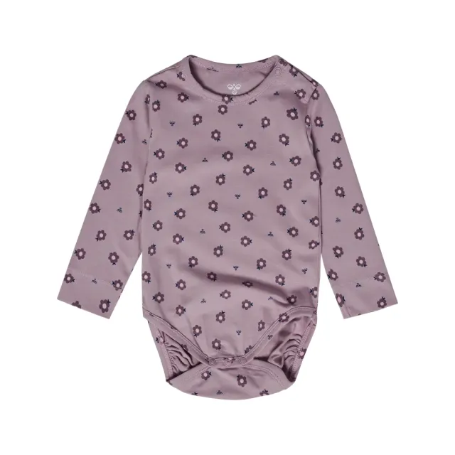 Hummel Langærmet Body m. Print - Sea Fog - 62