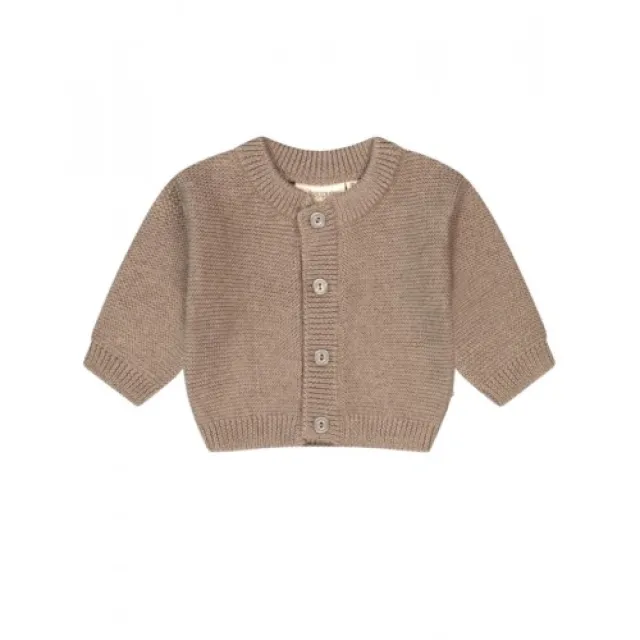 Strik Cardigan I 100% Merino Uld Til Baby, Oeko-tex® 86/92 Dark Beige