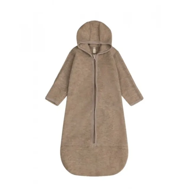 Kørepose Med Hætte Og Lynlås I 100% Merino Uldfleece, Oeko-tex®, Beige Melange - Onesize One Size Beige Melange
