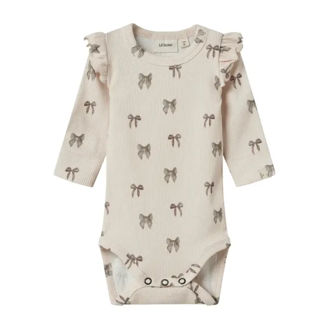 Lil' Atelier Gavo Slim Langærmet Body - Silver Peo - 80