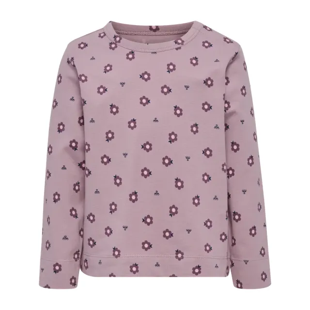 Hummel Langærmet T-Shirt m. Print - Sea Fog - 98