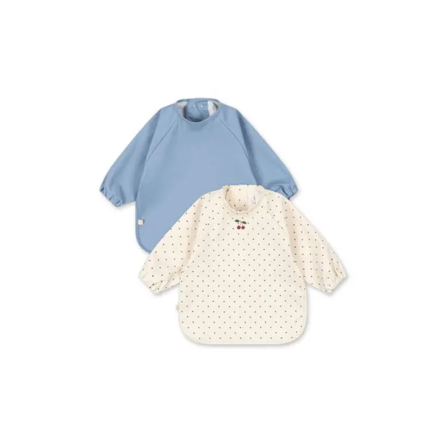 Konges Sløjd 2 PACK DINNER BIB WITH SLEEVES - Navy Dot/Rain Washed